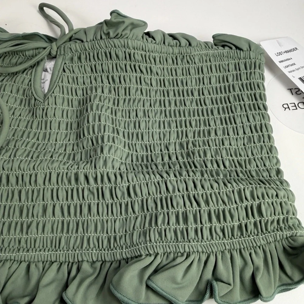 NWT Lost + Wander Mahalo Spirit Smocked Bikini Top Sage Green L